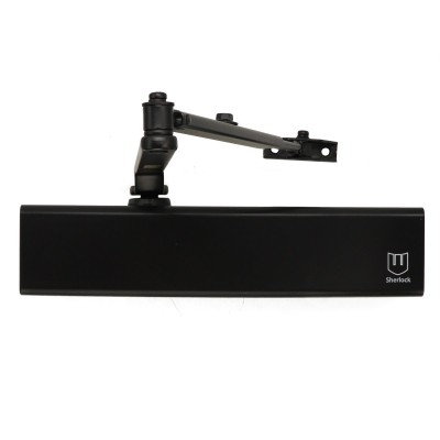 Дотягувач дверей Sherlock F8300 до 150 кг RAL9005 чорний Дотягувач дверей Sherlock F8300 до 150 кг RAL9005 чорний