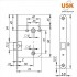 Защелка врезная USK 70x50 WC PB