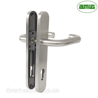 Набір ручок Amig Manilla mod.3PB72 із нержавіючої сталі з пластиною Набір ручок Amig Manilla mod.3PB72 із нержавіючої сталі з пластиною