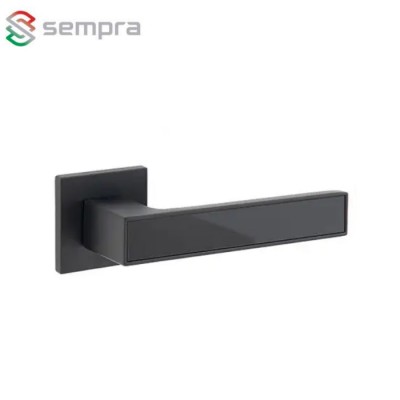 Дверні ручки Sempra H-30111-A-BLM/B чорний матовий з глянсовою вставкою Дверні ручки Sempra H-30111-A-BLM/B чорний матовий з глянсовою вставкою