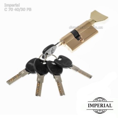 Циліндровий механізм Imperial CK 70 мм 40/30 PB ключ/вертушка Циліндровий механізм Imperial CK 70 мм 40/30 PB ключ/вертушка