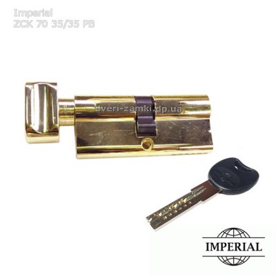 Циліндровий механізм Imperial ZCK 70 mm (35/35) PB ключ/вертушка Циліндровий механізм Imperial ZCK 70 mm (35/35) PB ключ/вертушка