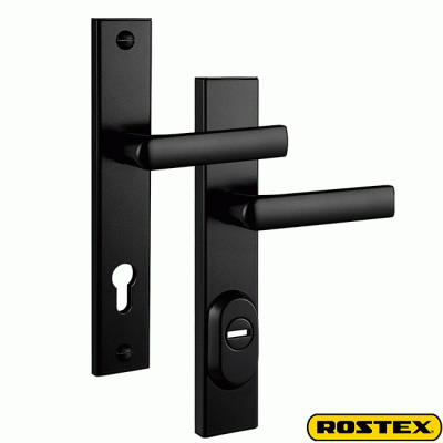 Дверные ручки с броненакладкой ROSTEX R1/R4 R черные DIN 85CR Дверные ручки с броненакладкой ROSTEX R1/R4 R черные DIN 85CR