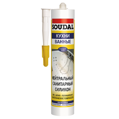 Нейтральный санитарный силикон Soudal белый