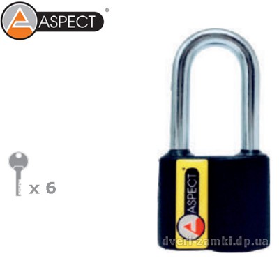 Навесной замок Aspect ЗН-А-55-Д длинная дужка 6 ключей Навесной замок Aspect ЗН-А-55-Д длинная дужка 6 ключей