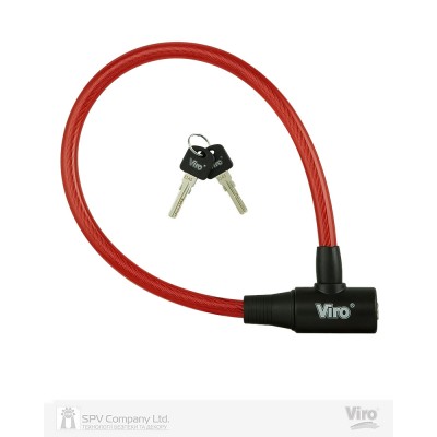 Замок VIRO MOTO ELBA RED із тросом 45 см 2KEY